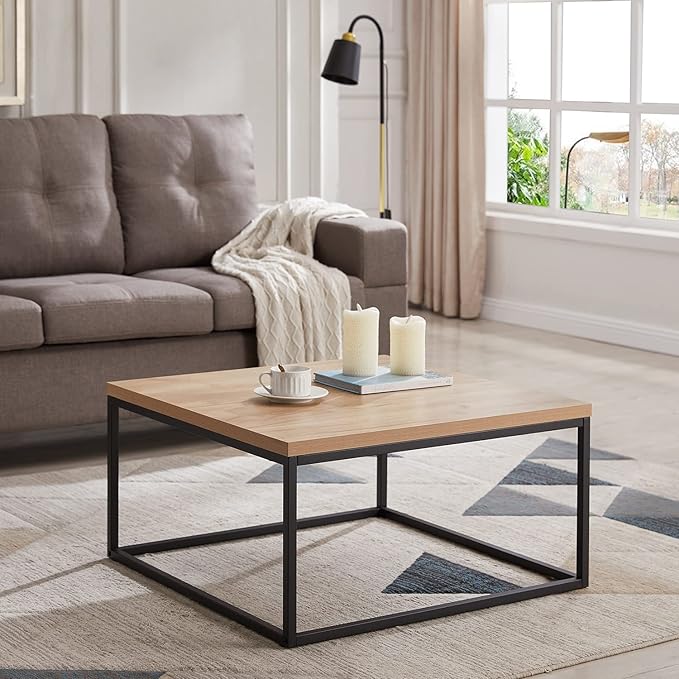 CENSI 30"x30" Natural Oak Accent Coffee Table Ottoman - Image 3