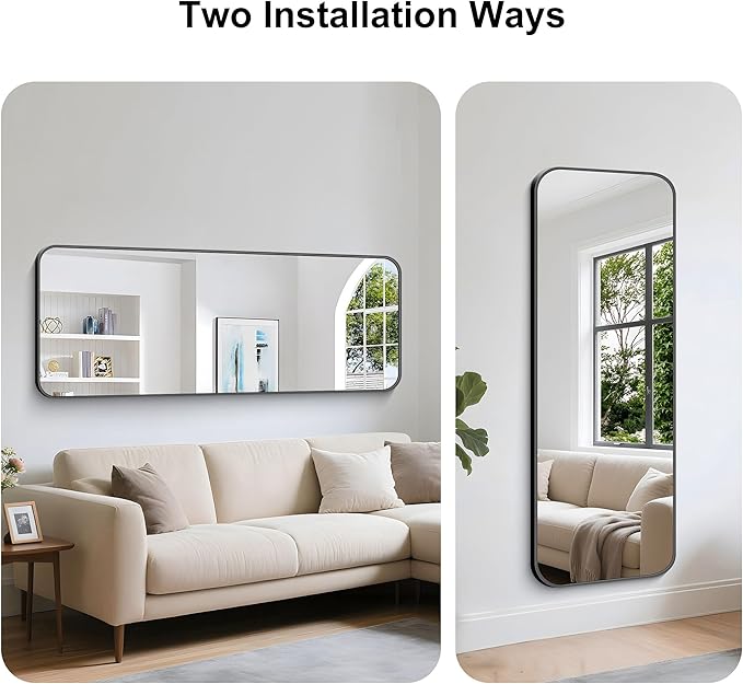 KOCUUY Black Bathroom Mirror 60"x24", Large Vanity Mirror - Image 8