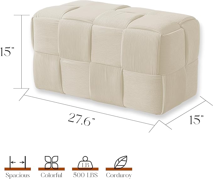 Ottoman Foot Rest Soft and Comfortable Ottoman Square Corduroy Woven Design - Image 3