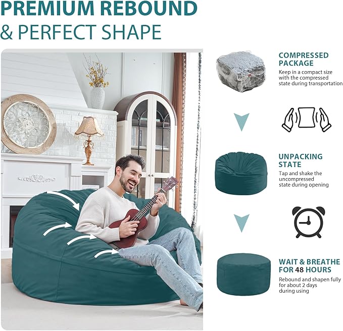 5FT Bean Bag Chair, Large Bean Bag Chairs - Image 6