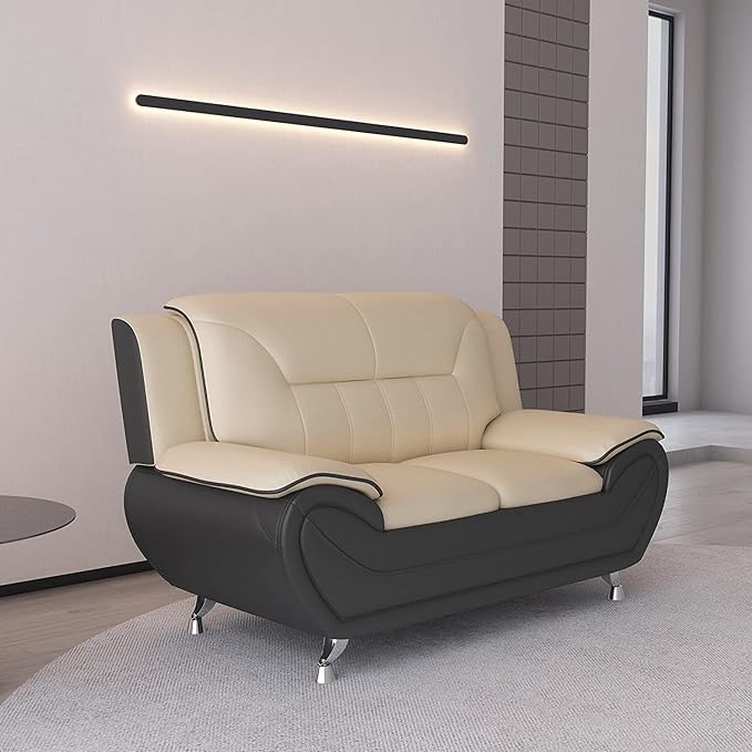 Container Furniture Direct Michael Sofa and Loveseat, Camel/Black - Image 7