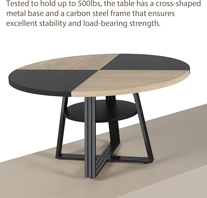 GarveeHome Round Dining Table for 4-6, 47.2" Farmhouse Kitchen Table - Image 7