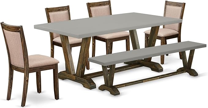 East West Furniture V797MZ716-6 6 Piece Kitchen Table Set Contains a Rectangle by EastWestFurniture