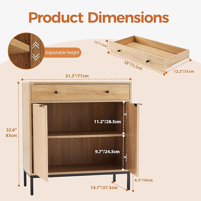Sideboard Buffet Cabinet with Drawer, Farmhouse Coffee Bar Station Table - Image 2
