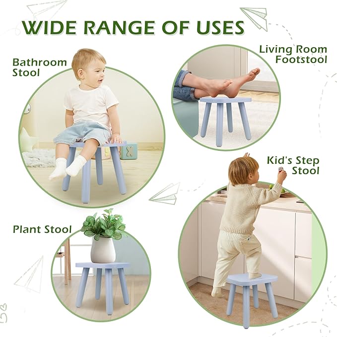 BEE&OAK Wooden Step Stools for Adults, Solid Rubber Wood Non-Slip Step Foot - Image 3