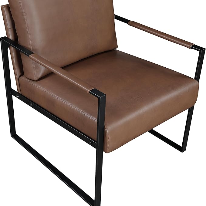 Lexicon Modern Accent Chair, Faux Leather Upholstered Living Room Chair - Image 8
