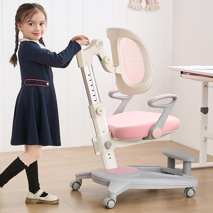 Ergonomic Kids Desk Chair with Footrest & Height-Adjustable Seat, Work & Dining by ERIYA