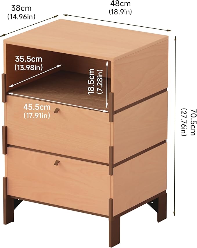Sebastack End Table, Customizable 3 Drawers Bedside Table, Night Stand - Image 2