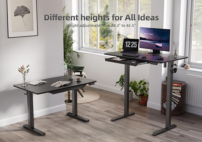 YDN Standing Desk with Drawers, 55 x 24 Inch Adjustable Height Stand Up Desk - Image 6
