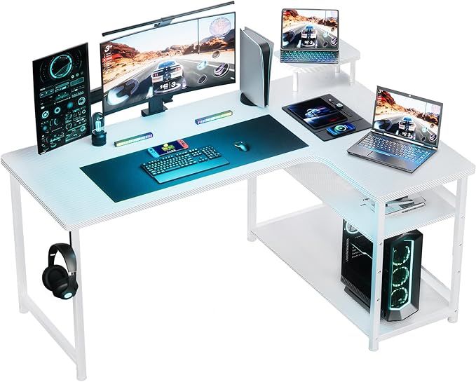 GTRACING Gaming Desk L Shaped Desk Carbon Fiber Style Computer Desks Compatible by GtracingDirect