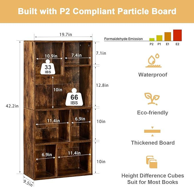 VECELO 42 Inch High Bookcase, 4-Tier Modern Storage Cabinet - Image 3