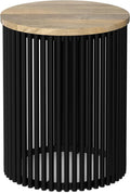 SIMPLIHOME Demy 20 inch Wide Tall Side Table in Natural Solid Mango Wood/Black by SimpliHome