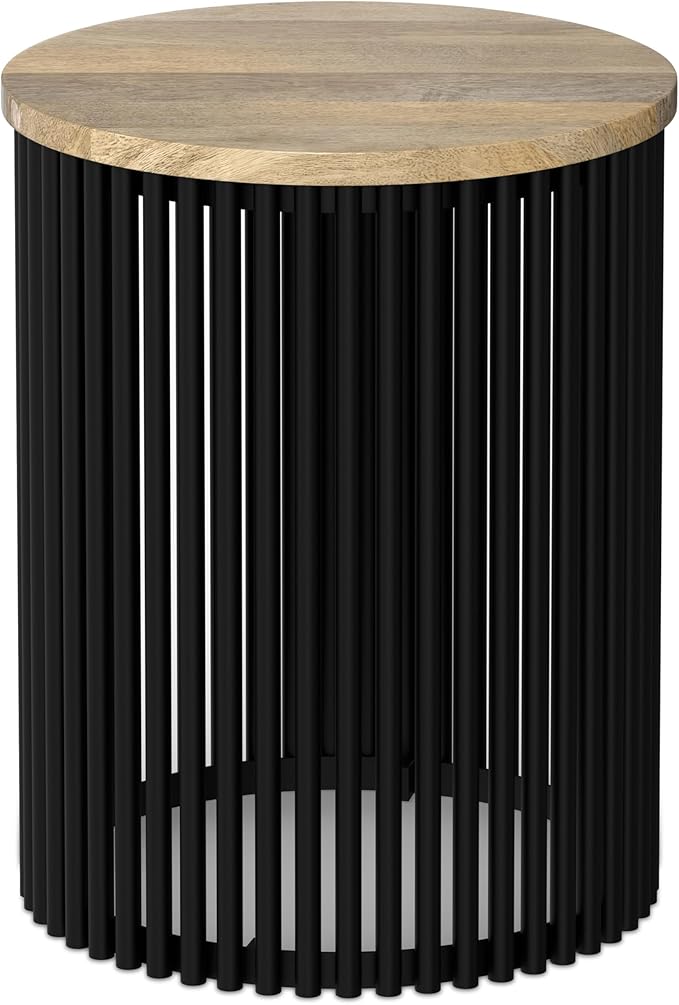 SIMPLIHOME Demy 20 inch Wide Tall Side Table in Natural Solid Mango Wood/Black by SimpliHome