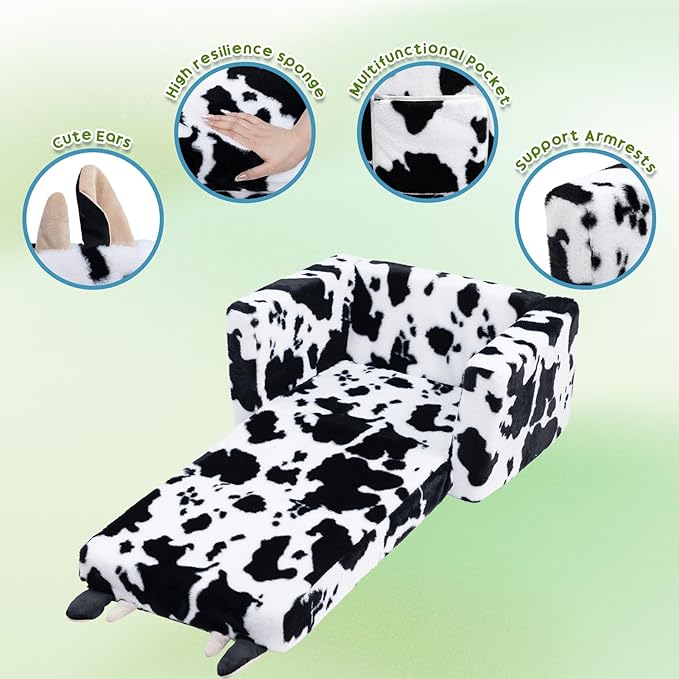 ALIMORDEN Fold Out Toddler Couch, Comfy 2-in-1 Cuddly Sherpa Bear Chair - Image 6