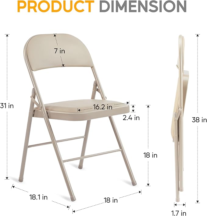 HealSmart 4 Pcs Folding Chairs - Image 3