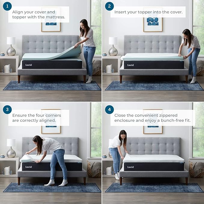 LUCID 3 Inch Gel Memory Foam Mattress Topper California King - Image 5