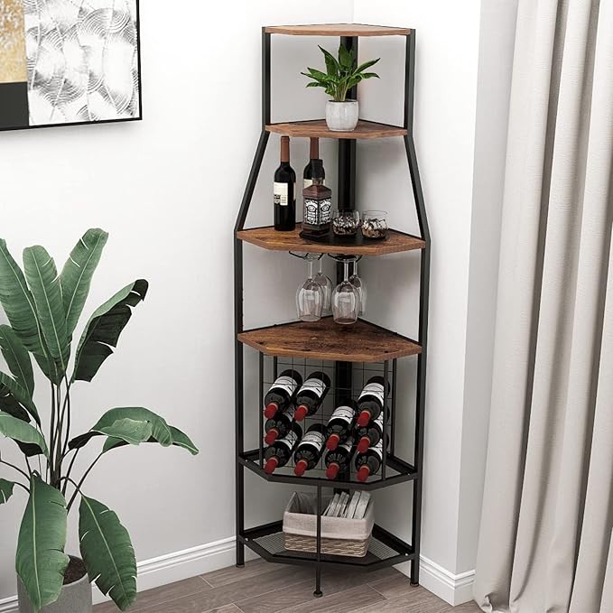 5-Tier Corner Wine Rack Floorstanding by Espelism
