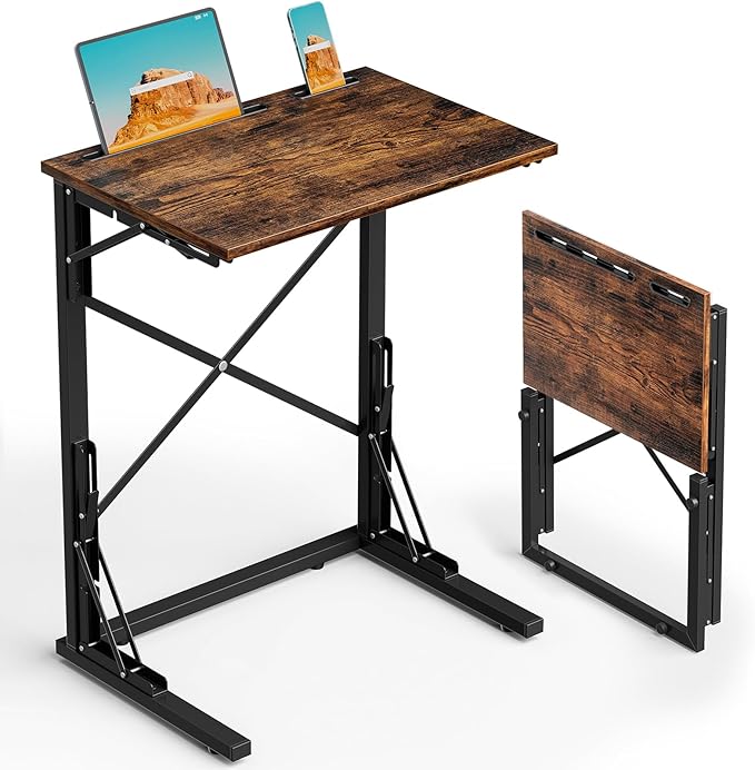 21''Wx28''H Folding TV Tray for Eating, Small Foldable C-Shaped Tray Table by Evermagin