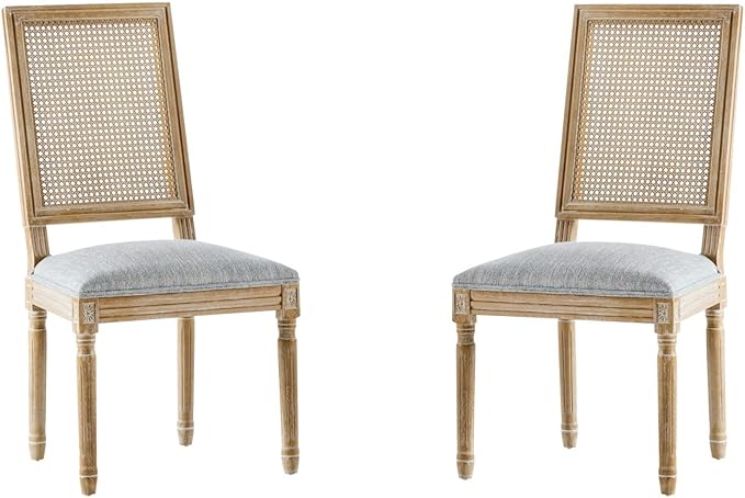 Merax Upholstered Solid Wood Dining Chairs Set of 2, French Country Style - Image 6