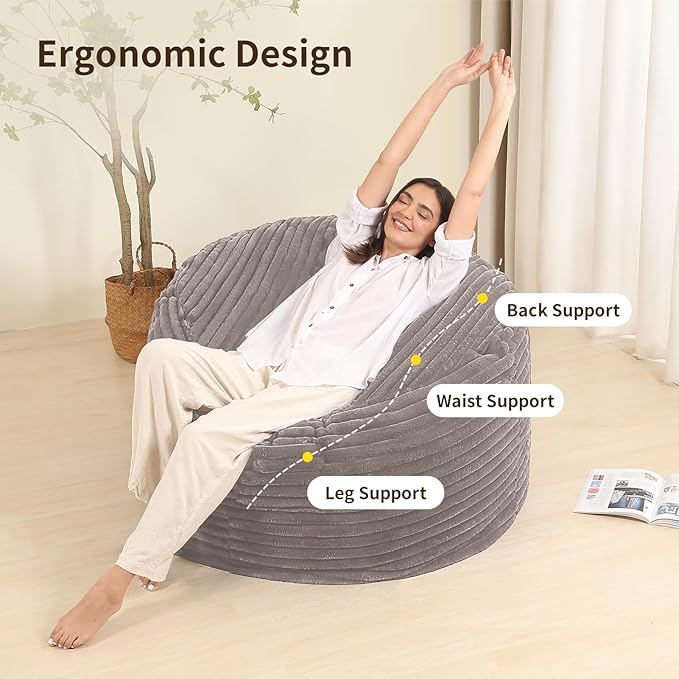 3FT Memory Foam Bean Bag Chair for Adults/Teens, Bean Bag Sofa - Image 4