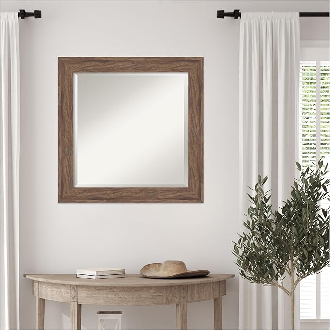 Amanti Art Brown Wall Mirror 25x25 Pia Medium Brown Square Bathroom Mirror - Image 7
