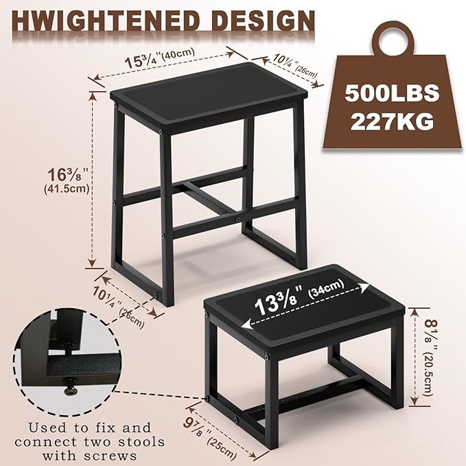 Step Stool for Kids Adults, Holds up to 500Lb, 3 in1 Heavy Duty Sturdy Two Foot - Image 2