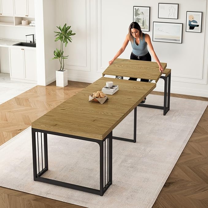 KEIKI 23.62" - 118" L Extendable Foldable Dining Room Table - Image 2