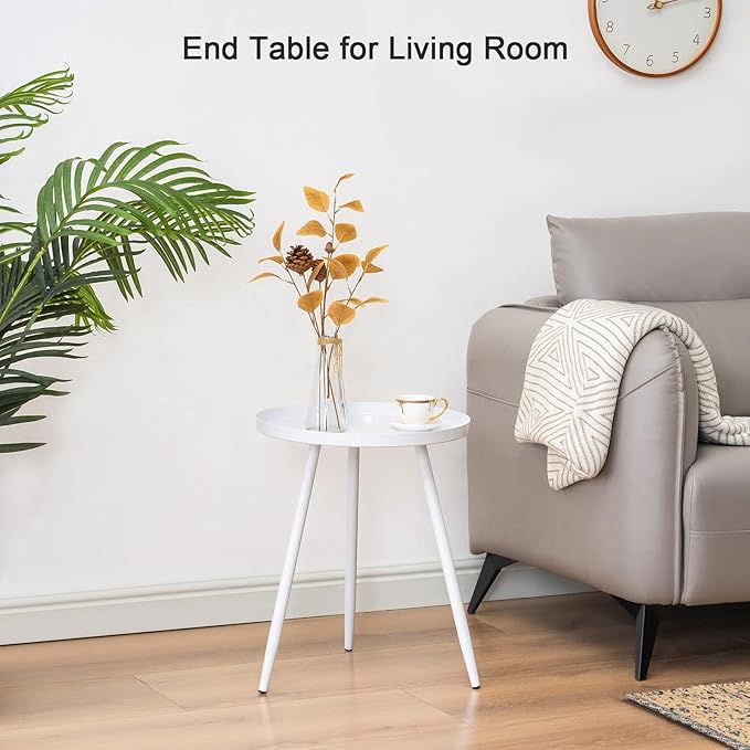 Apicizon 16" Round Side Table, Mid Century Modern Coffee Table or Circle Accent - Image 6