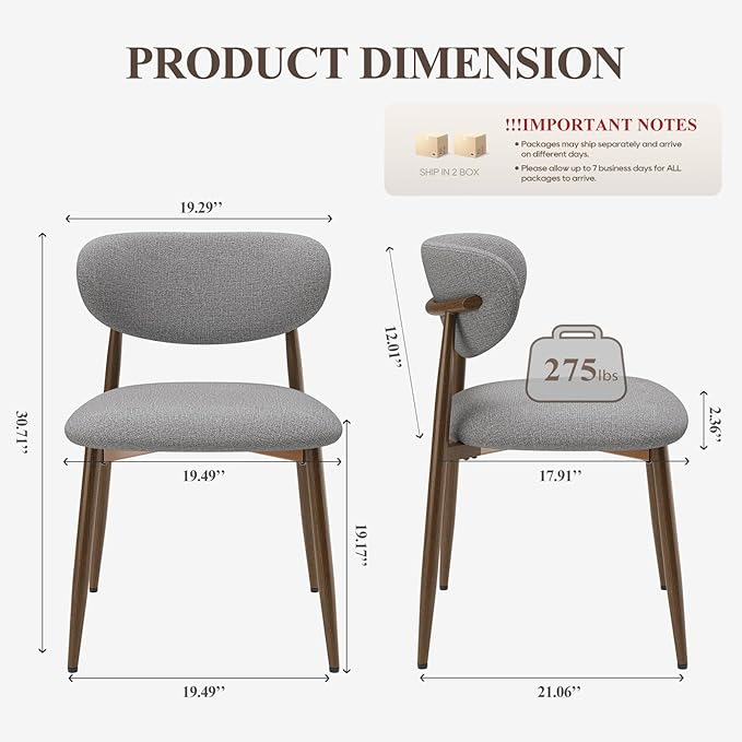 Dining Chairs Set of 4, Ergonomic Fabric Upholstered Seating - Image 2
