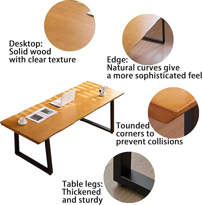 Modern Solid Wood Executive Desk – Spacious and Minimalist Home Office - Image 4