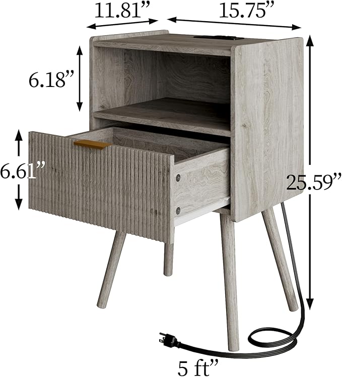 Nightstand, Modern Bedside Table - Image 2