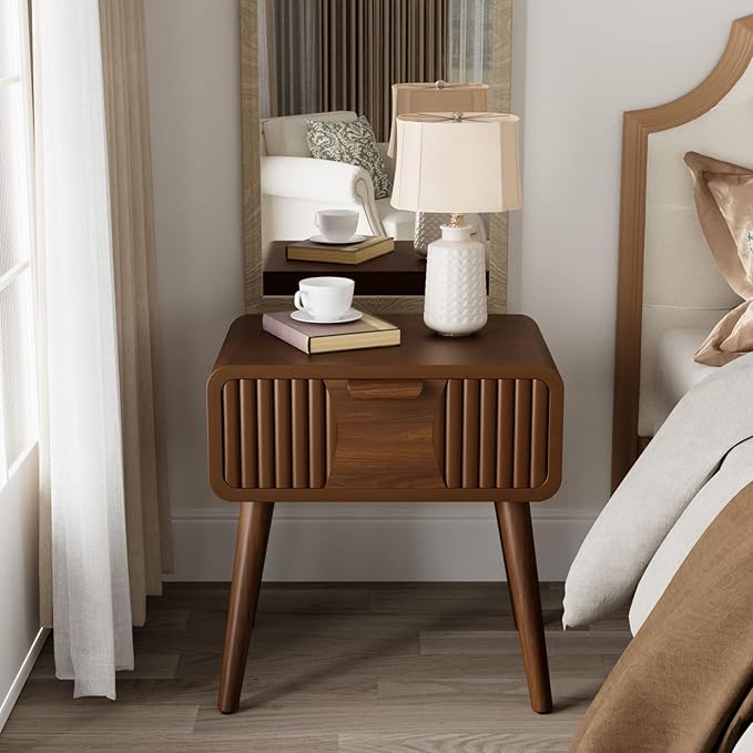 COSIEST Mid Century Modern Nightstands Set of 2, MCM Vintage Bedside Tables - Image 7