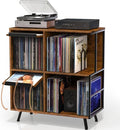 3 Tier Record Player Stand, Flip Top Record Player Cabinet, Mid Century Record by Faesun