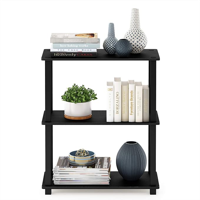 Furinno Turn-S-Tube 3-Tier Compact Multipurpose Shelf 2-Pack Americano/Black - Image 5