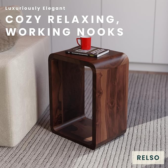 Relso Aurora End Table Solid Sheesham Wood Nightstand - Image 9