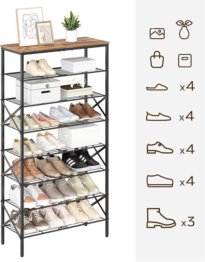 8 Tier Shoe Rack, Shoe Storage Organizer, Large Capacity Shoe Shelf Holds 32 - Image 9