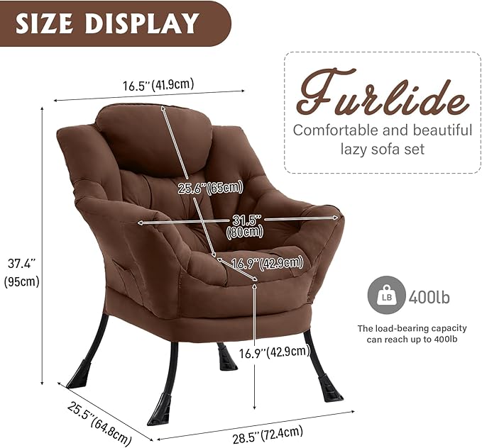 Lazy Chair for Living Room, Modern Accent Chairs - Image 3