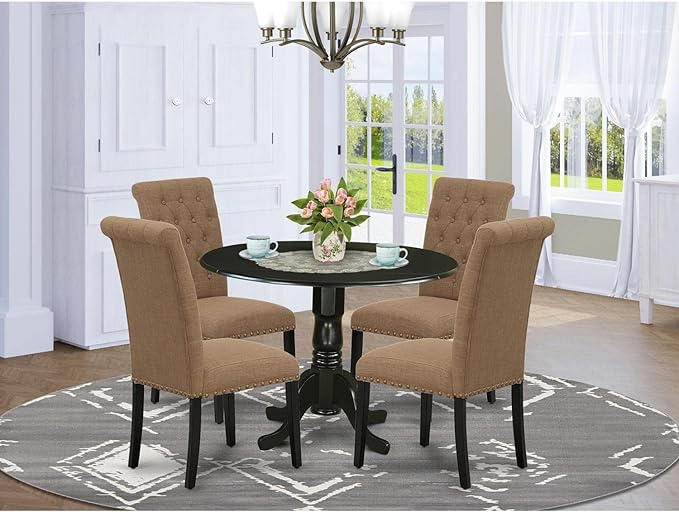 East West Furniture DLBR5-BLK-17 5 Piece Kitchen Table & Chairs Set Includes a - Image 6