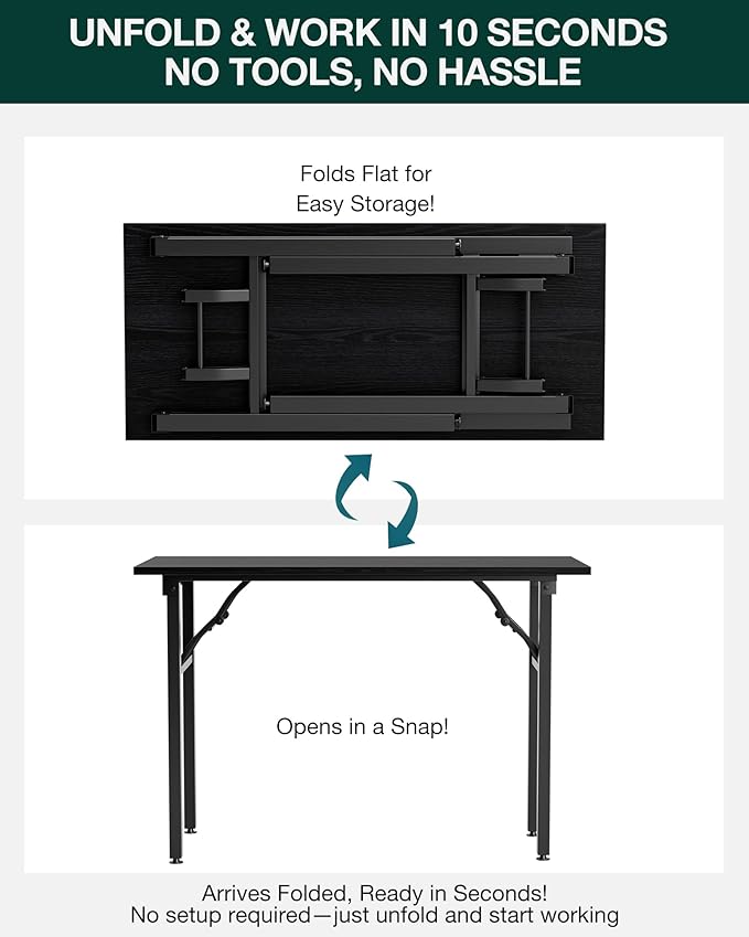 Frylr Small Folding Computer Desk – Portable 43.3 Inch Foldable Laptop Table - Image 3
