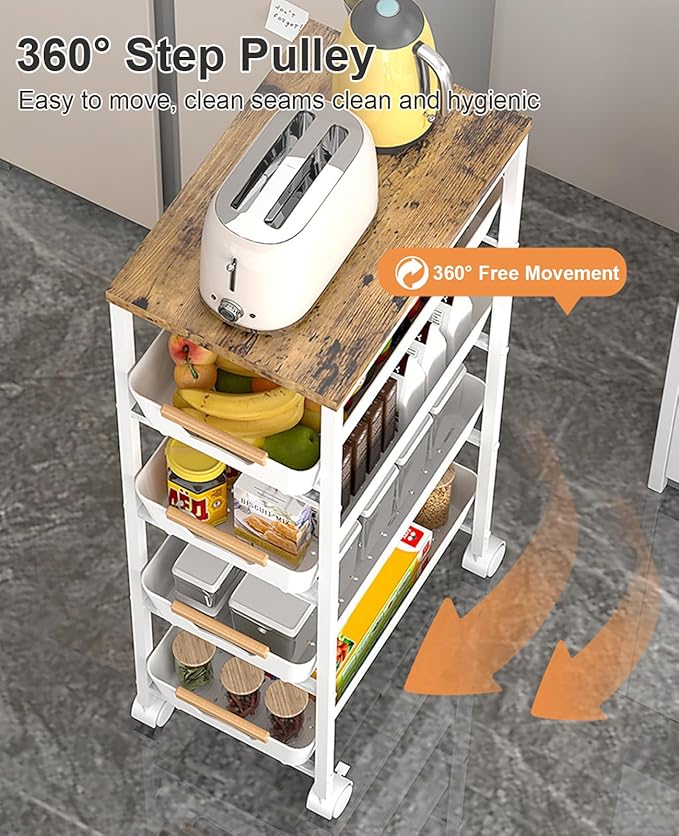 Aupekro 5-Tier Rolling Storage Cart - Image 4