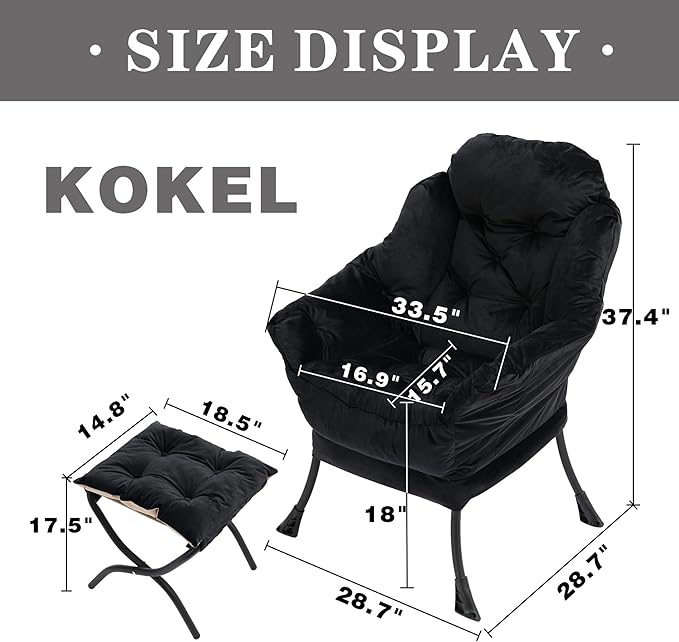Lazy Chair with Folding Ottoman, Living Room Chairs, Accent Contemporary Lounge - Image 3