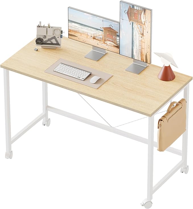 Rolling Computer Desk with Wheels, Gaming Desk by MERICONIA