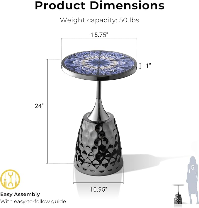 HOMES: Inside + Out Halric Modern 24" Tall Round End Table - Image 3