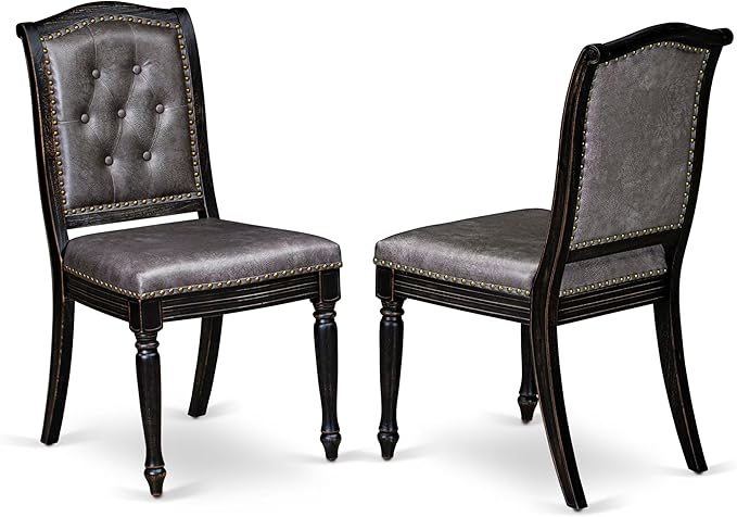 LKMA7-SBB-34-7-pc Dining Room Set Consists of a Dinner Table and 6 Dark Grey - Image 4