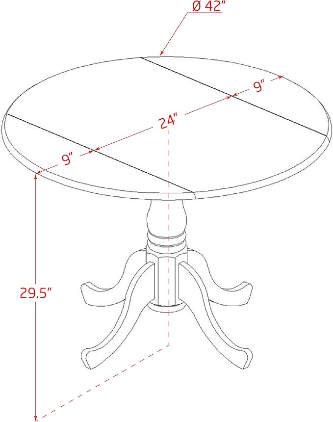 East West Furniture DLMZ3-AB6-50 3 Piece Dining Table Set Contains a Round - Image 3