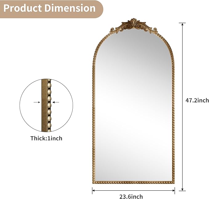 Antique Gold Vintage Wall Mirror 24"x48" - Image 5
