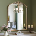 Arched Antique Gold Mirror, Ornate Arched Brass Wall Mirror by Wiserset