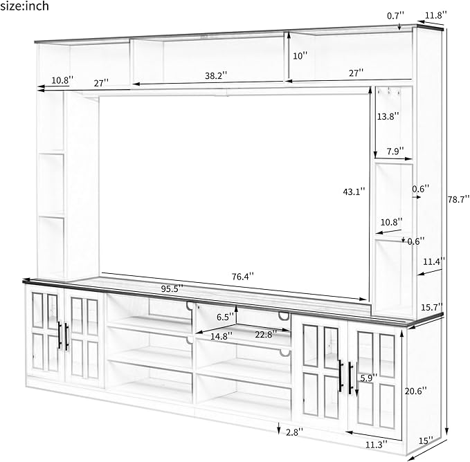 95.5" Wall Unit TV Stand Set - Image 2