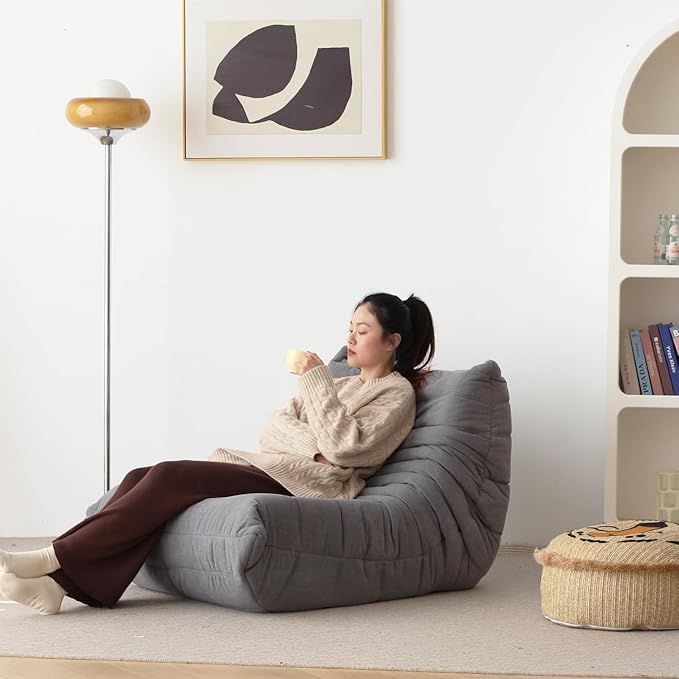N&V Fireside Armless Floor Sofa, Mid Century Soft Premium Microfiber Lounge - Image 3
