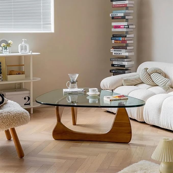 EASYSOUL Modern Glass Coffee Table, 32.68" D x 22.44" W x 15.75" H, Abstract - Image 3